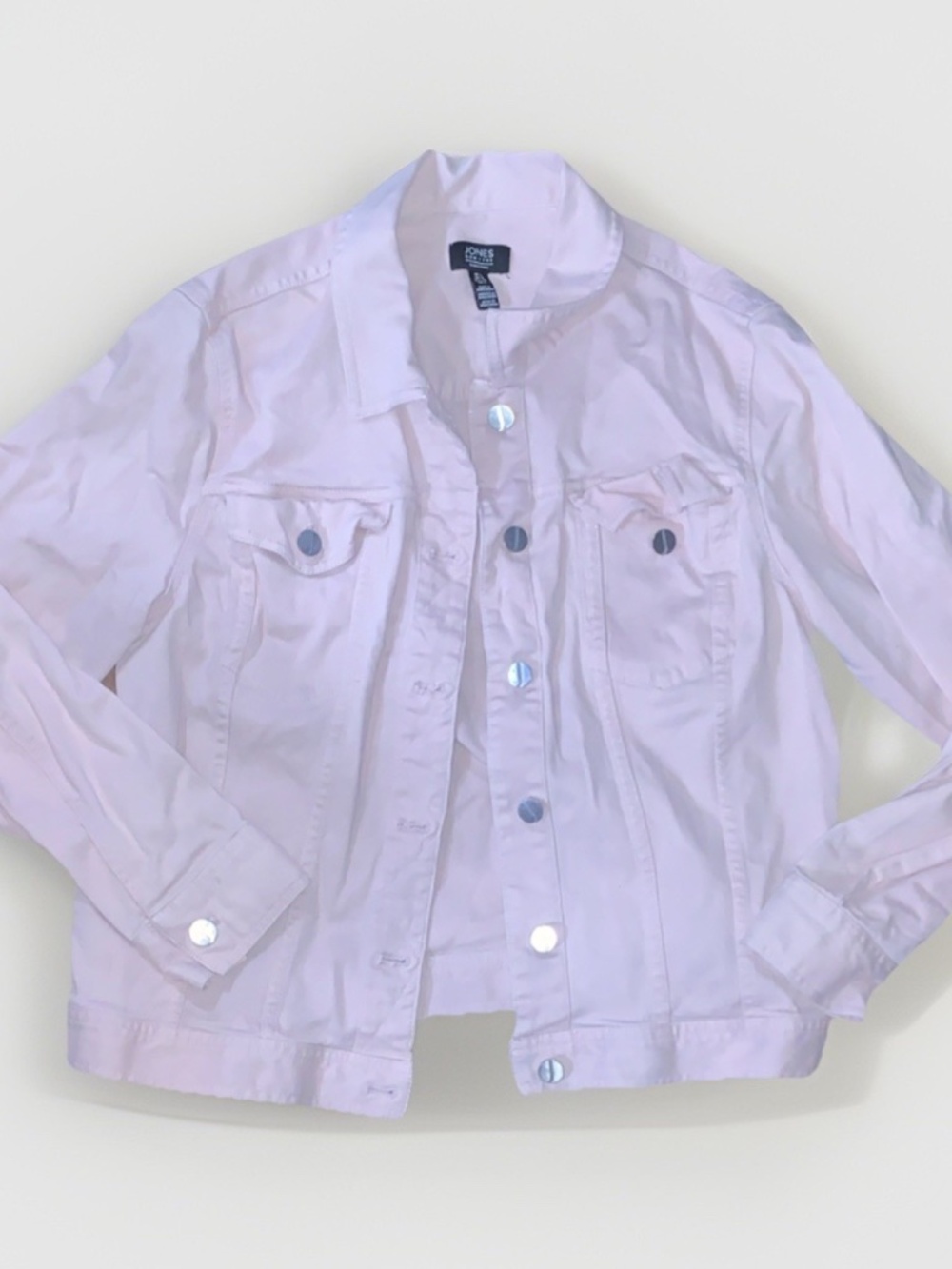 Jones New York Signature Light Pink Basic Jacket Collared Button Pocket L Sku022